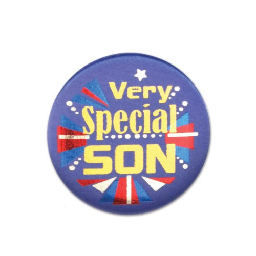 Very Special Son Satin Button Party Favors - 2"- Blue - Set of 6 - IMAGE 1