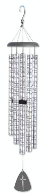 55" Clear Sonnet Sounds Old Rugged Cross Inspirational Outdoor Patio Garden Wind Chimes - IMAGE 1