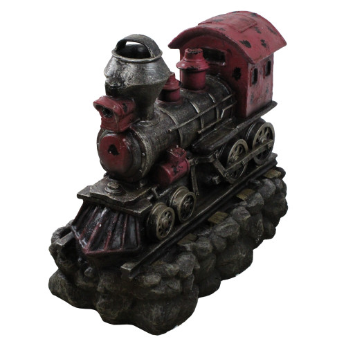 27.5" LED Lighted Red and Black Vintage Locomotive Train Outdoor Garden Water Fountain - IMAGE 1