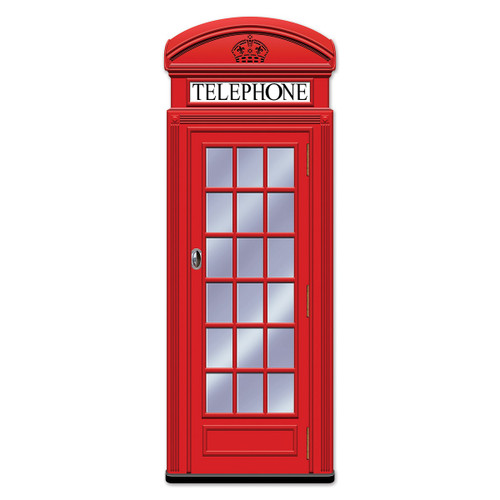 Club Pack of 12 Red and Clear British Phone Box Party Decors 5' - IMAGE 1