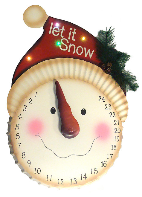 21" LED Lighted "Let it Snow" Snowman Face Christmas Countdown Advent Calendar - IMAGE 1