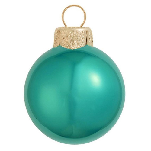 Mini Pearl Finish Glass Christmas Ball Ornaments - 1.5" (40mm) - Turquoise Green - 40ct - IMAGE 1