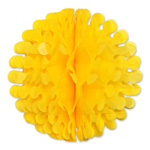 Tissue Paper Flutter Ball Party Decoration - 19" - Yellow - Pack of 12 - IMAGE 1