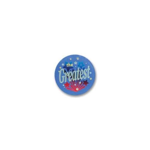 The Greatest Satin Button Party Favors - 2"- Blue  - Set of 6 - IMAGE 1