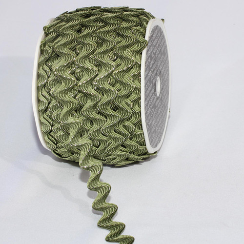 Green and Gold Woven Edge Rick Rack Craft Ribbon 0.5" x 55 Yards - IMAGE 1