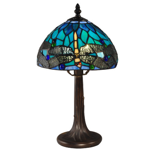 13.75" Classic Draonfly Hand Crafted Glass Tiffany-Style Table Lamp - IMAGE 1