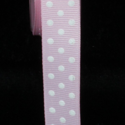 Baby Pink and White Polka Dotted Woven Grosgrain Craft Ribbon 0.625" x 88 Yards - IMAGE 1