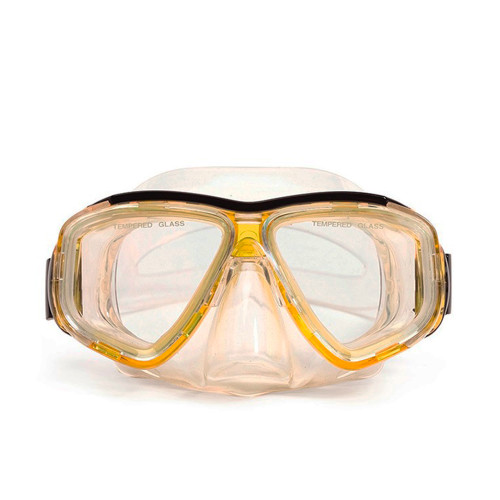 6.25" Malibu Yellow and Clear Pro Mask Swimming Pool Goggles - IMAGE 1