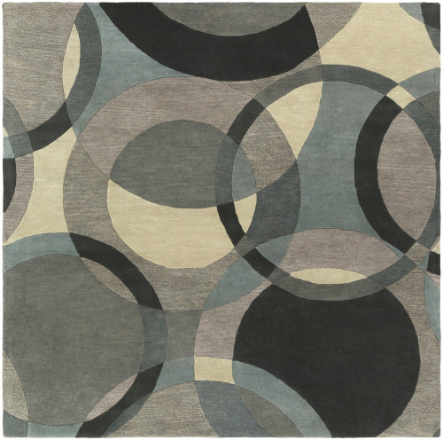 9.75' Modern Senzei Spheres Steel Blue and Slate Gray Hand Tufted Wool Square Area Throw Rug - IMAGE 1