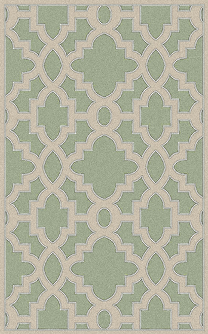 8' x 11' Mantis Green and Worn Parchment Hand Tufted New Zealand Wool Area Throw Rug - IMAGE 1