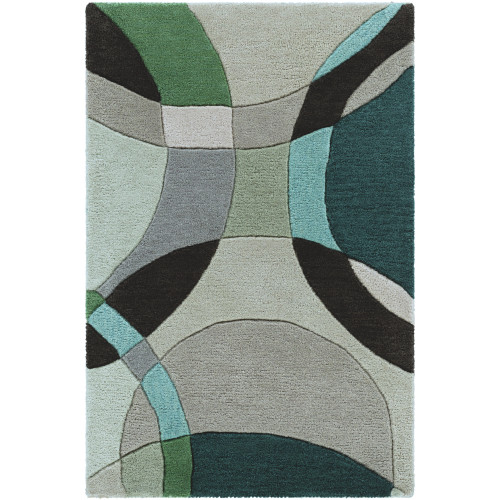 2' x 3' Blue and Gray Contemporary Rectangular Wool Area Throw Rug - IMAGE 1
