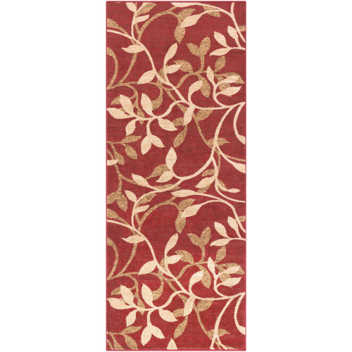 3' x 8' Brick Red and Yellow Rectangular Area Throw Rug - IMAGE 1