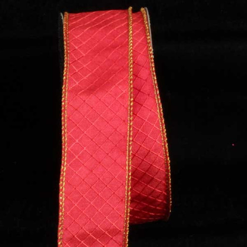 Red and Gold Piazza Printed Wired Craft Ribbon 1.5" x 80 Yards - IMAGE 1