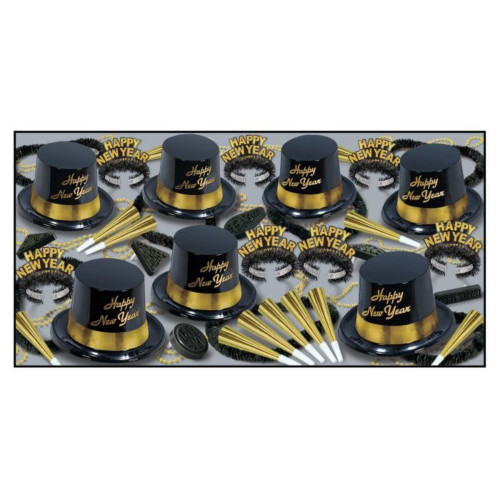Happy New Year Legacy Party Favor Kit - Black and Gold - Pack of 150 - IMAGE 1