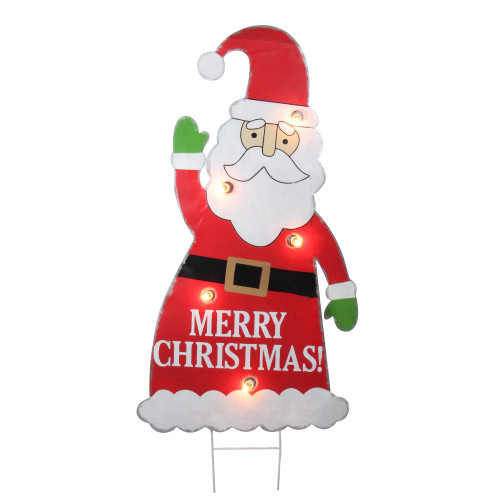 3' Red and White Lighted Santa Claus Merry Christmas Outdoor Decoration - IMAGE 1