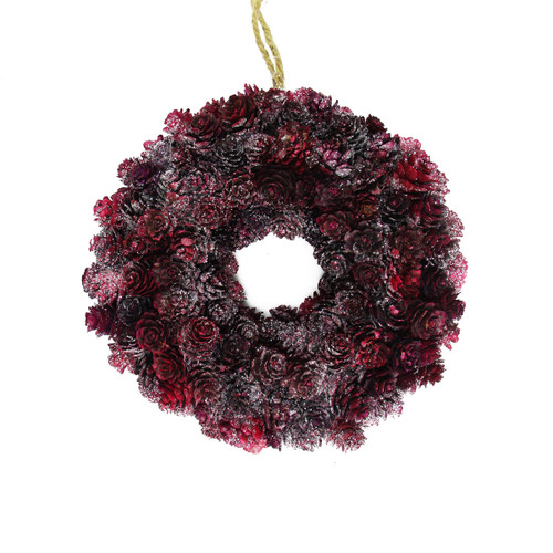 Burgundy Red Glittered Pine Cone Artificial Christmas Wreath, 9-Inch, Unlit - IMAGE 1