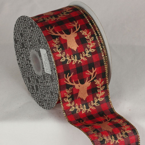 Red and Black Plaid Motif Wired Craft Ribbon 2.5" x 20 Yards - IMAGE 1