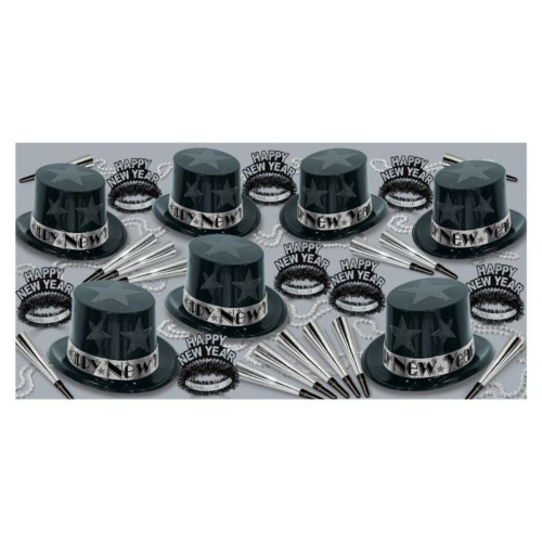 Club Pack of 50 Silver Star "Happy New Years" Legacy Party Favor Hat Kits - IMAGE 1