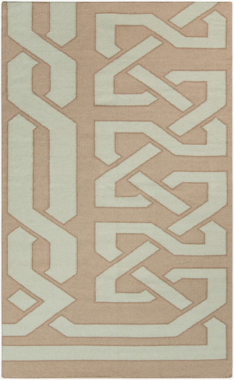 5' x 8' Tan Brown Hand-Woven Wool Area Throw Rug - IMAGE 1