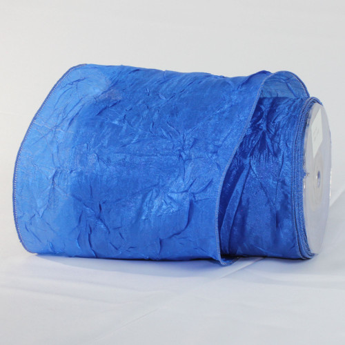 Blue Crinkled Solid Wired Craft Ribbon 6" x 27 Yards - IMAGE 1