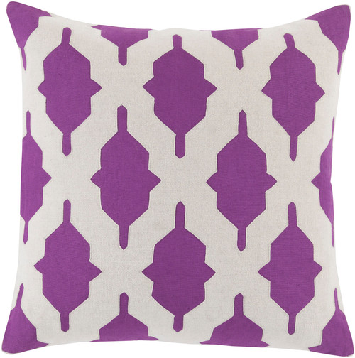 20" Purple and White Contemporary Throw Pillow - Down Filler - IMAGE 1