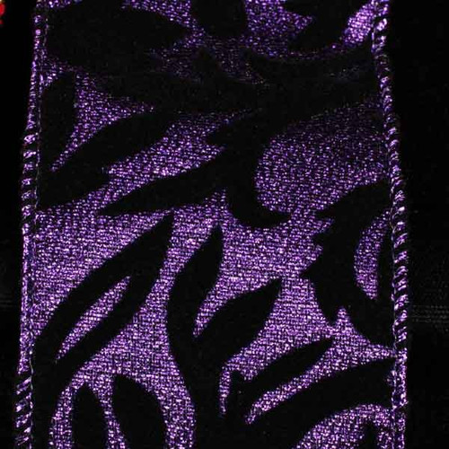 Purple and Black Contemporary Wired Craft Ribbon 2.5" x 20 Yards - IMAGE 1