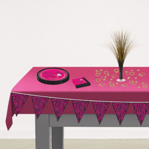 Zebra Pennant Banner Hanging Party Decorations - 12' - Pink and Black- Pack of 12 - IMAGE 1