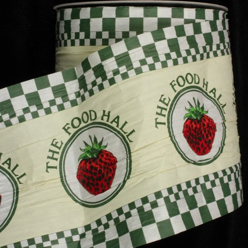 Green and Yellow "Food Hall" Berry Semi Crush Craft Ribbon 4" x 100 Yards - IMAGE 1