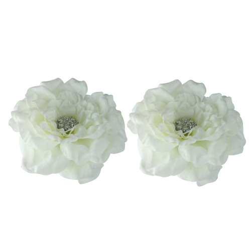 Jeweled Rose Artificial Floating Flowers - 5" - White - Set of 2 - IMAGE 1