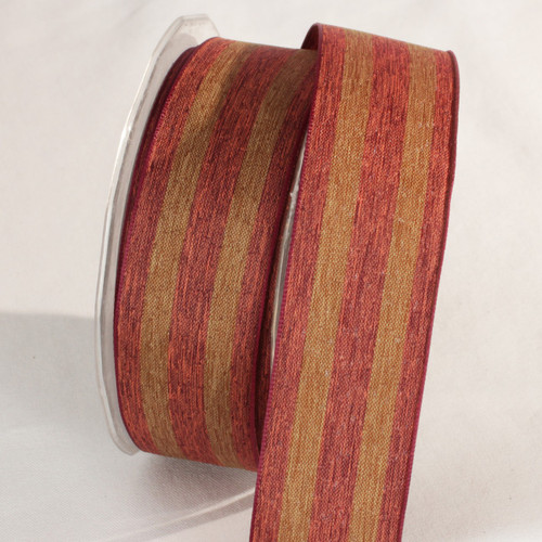 Red Rust and Brown Rough Striped Wired Craft Ribbon 1.5" x 27 Yards - IMAGE 1