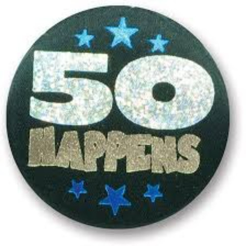 50 Happens Satin Button Party Favors - 2"- Green - Set of 6 - IMAGE 1
