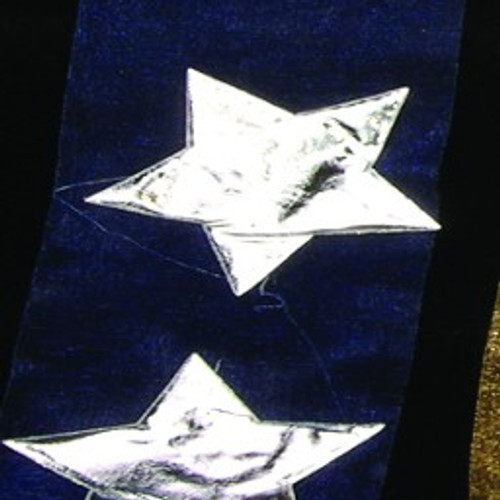 Navy Blue and Silver Stars Applique Craft Ribbon 2" x 10 Yards - IMAGE 1