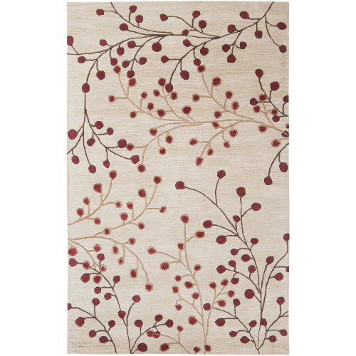 5' x 8' Fair Enoki Carnelian Red and Desert Sand Wool Area Throw Rug - IMAGE 1