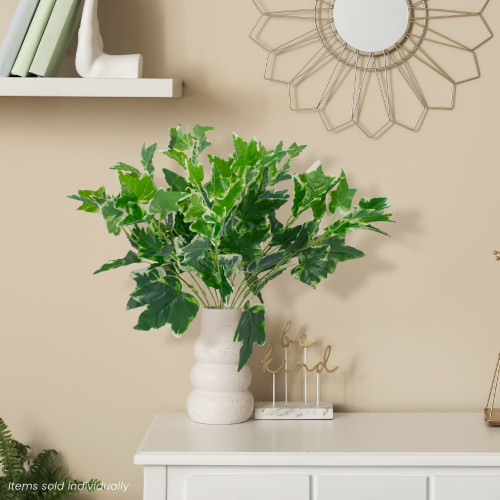 19" Green and White Two Toned Artificial Sweet Potato Spring Floral Bush - IMAGE 1