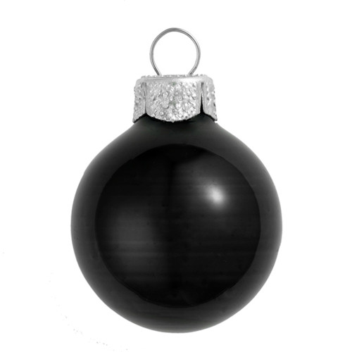 Black Shiny Glass Ball Christmas Ornament 7" (180mm) - IMAGE 1