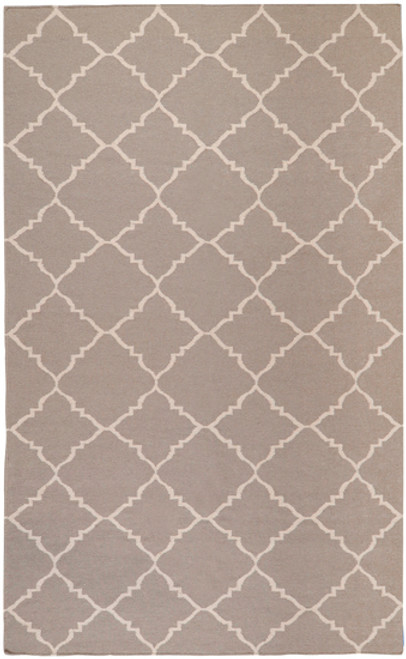 8' x 11' Beige and Gray Quatrefoil Hand-Woven Wool Area Throw Rug - IMAGE 1
