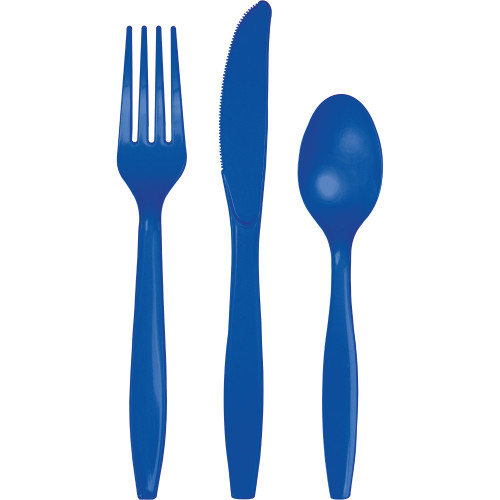 Club Pack of 288 Cobalt Blue Premium Heavy-Duty Party Knives Forks and Spoons 1" - IMAGE 1