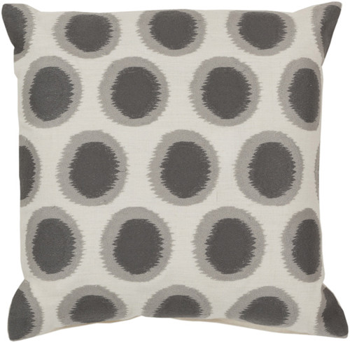 22" Cream White and Smoke Gray Contemporary Square Throw Pillow - IMAGE 1