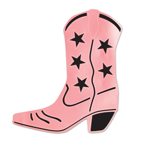 Club Pack of 24 Pink and Black Foil Country Western Cowboy Boot Silhouette Party Decorations 16" - IMAGE 1