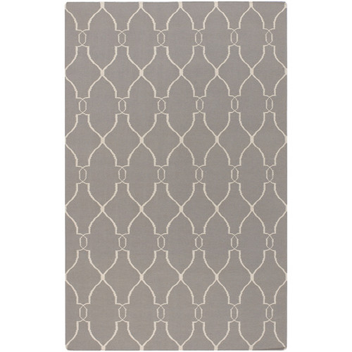 5' x 8' Open Swirled Gray and Ivory Hand Woven Rectangular Wool Area Throw Rug - IMAGE 1