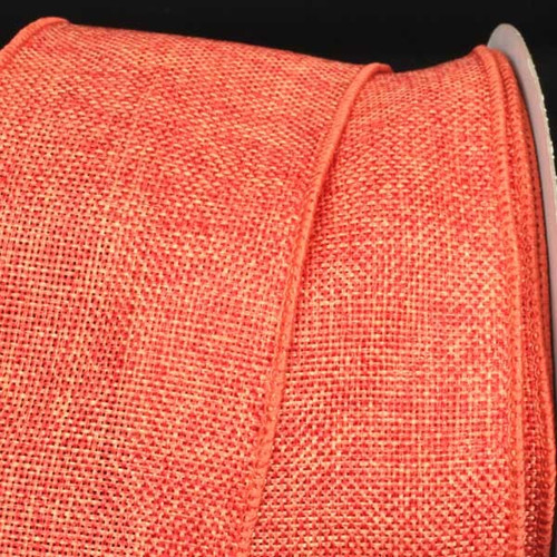 Orange Fine Burlap Wired Craft Ribbon 3" x 40 Yards - IMAGE 1