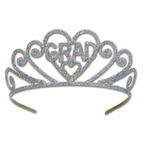 Club Pack of 6 Glittered Grad' Women Adult Tiara Costume Accessories - One Size - IMAGE 1