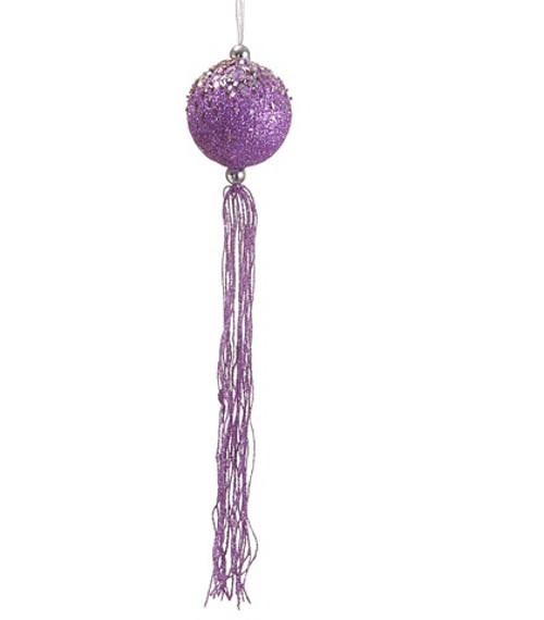Purple Beads Shatterproof Glittered Christmas Ball Ornament with Tassels  12" (305mm) - IMAGE 1