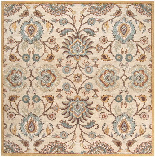 6' x 6' Brown and Stone Blue Hand Tufted Square Area Throw Rug - IMAGE 1