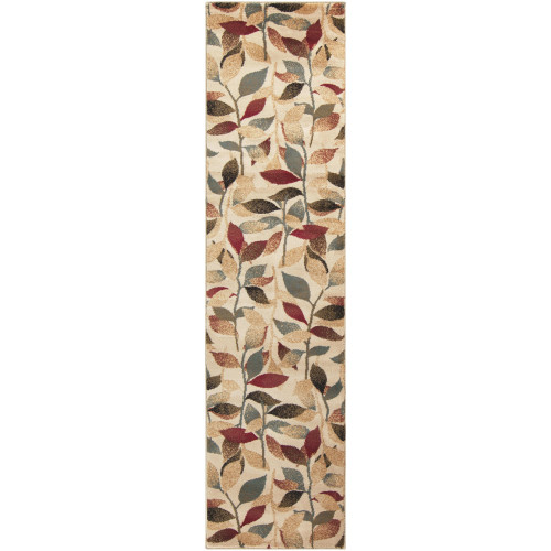 2' x 7.5' Tan Brown and Ruby Red Outdoor Rectangular Area Throw Rug Runner - IMAGE 1