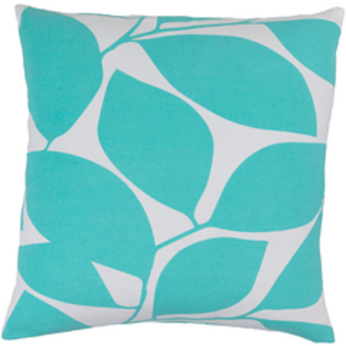 22" Lavish Leaves Mint Green and White Decorative Throw Pillow - Down Filler - IMAGE 1
