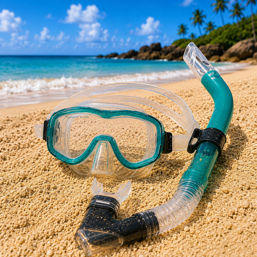 Teal Green Reef Diver Scuba Mask and Dive Set - IMAGE 1