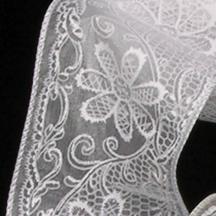 Shimmering White Sheer Lace Wired Craft Ribbon 2.5" x 40 Yards - IMAGE 1