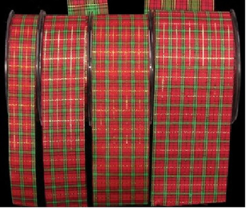 Red and Green Tartan Plaid Craft Ribbon 2" x 132 Yards - IMAGE 1