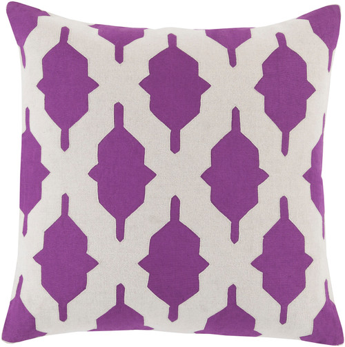 22" Purple and White Contemporary Throw Pillow - IMAGE 1